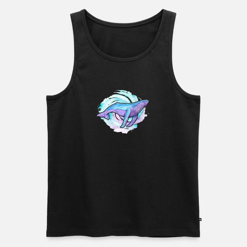Buckelwal Aquarell - Männer Premium Bio Tank Top - Schwarz