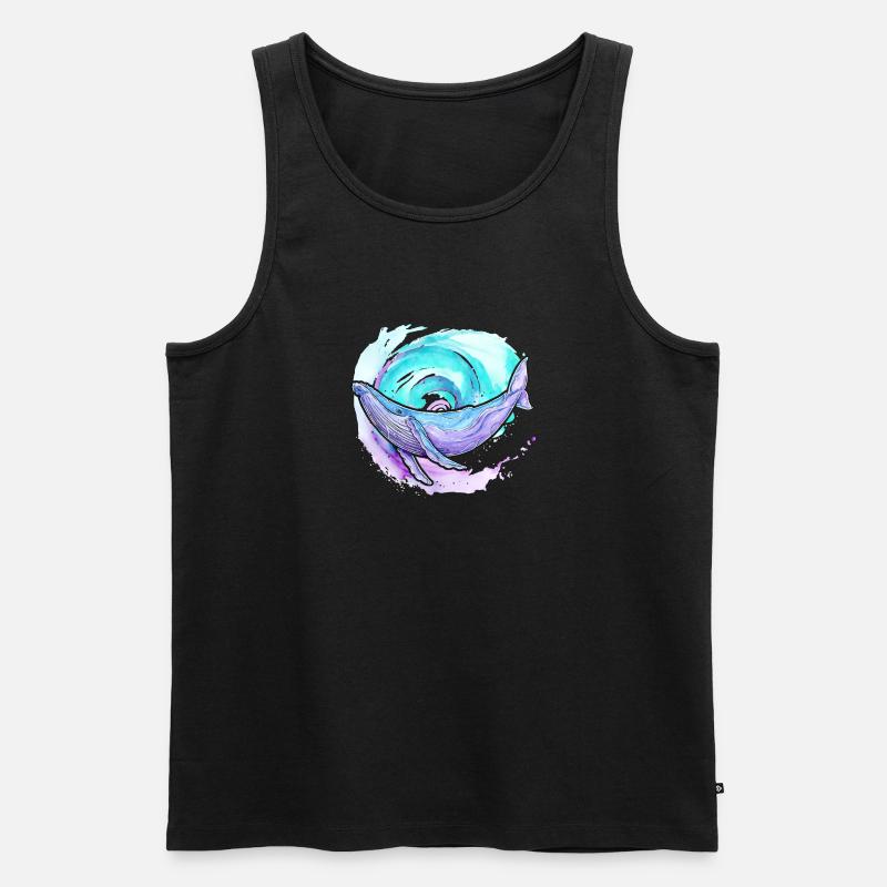 Buckelwal Aquarell - Männer Premium Bio Tank Top - Schwarz