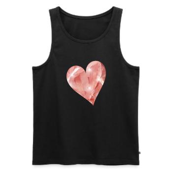 pink rose quartz crystal motif as a heart - Men's Premium Organic Tank Top - black - Front - AI Model Male 178 light (178cm)