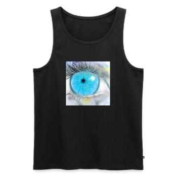 Faszinierende blaue Augenillustration - Männer Premium Bio Tank Top - Schwarz - Vorne - Michal (187cm)