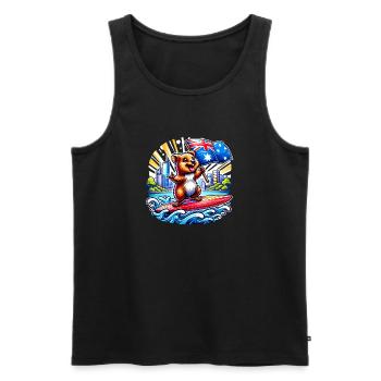 Quokka Australien Surfing Design - Männer Premium Bio Tank Top - Schwarz - Vorne - Michal (187cm)