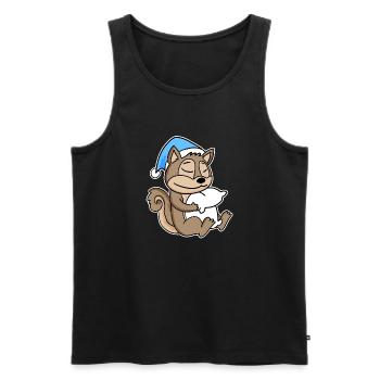 Squirrel with pillow and sleepy cap - Men's Premium Organic Tank Top - black - Front - Michal (187cm)