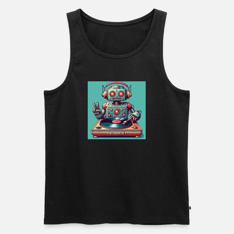 Robotic Vinyl Turntable - Men's Premium Organic Tank Top - black