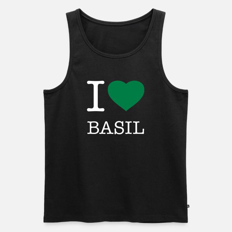 I LOVE BASIL Basilikum - Männer Premium Bio Tank Top - Schwarz