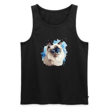 Katze Kopf Heilige Birma - Männer Premium Bio Tank Top - Schwarz - Vorne - AI Model Male 178 light (178cm)