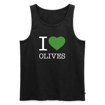 I LOVE OLIVES Oliven - Männer Premium Bio Tank Top - Schwarz - Vorne - AI Model Male 178 light (178cm)