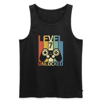 Level 7 Freigeschaltetes Hemd Videospieler 7. Geburtstag - Männer Premium Bio Tank Top - Schwarz - Vorne - Michal (187cm)