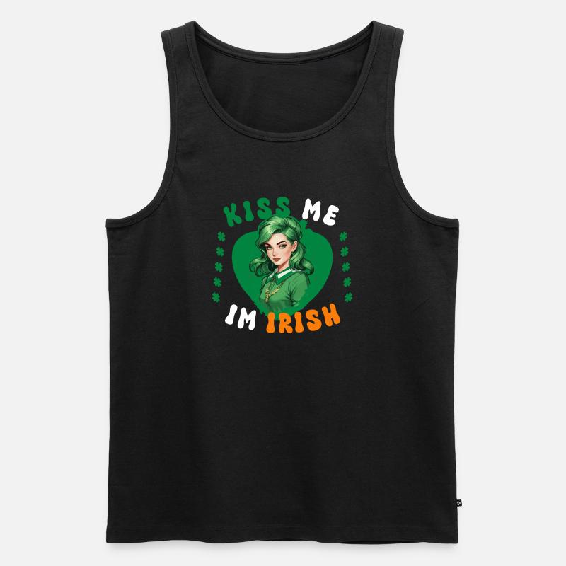 Küss mich, ich bin Irin - Männer Premium Bio Tank Top - Schwarz