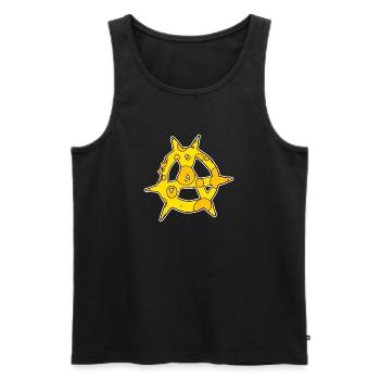 Anarchy symbol made of cheese - Men's Premium Organic Tank Top - black - Front - AI Model Male 178 light (178cm)