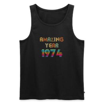 Amazing YEAR 1974 - Débardeur bio Premium Homme - noir - Devant - AI Model Male 178 light (178cm)