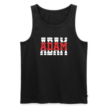 Adam T-Shirt T-Shirt Geschenkidee mit gestapeltem Text - Männer Premium Bio Tank Top - Schwarz - Vorne - Michal (187cm)