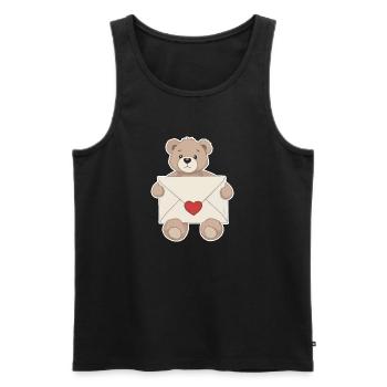 Ours en peluche avec lettre d’amour coeur amour - Débardeur bio Premium Homme - noir - Devant - Michal (187cm)