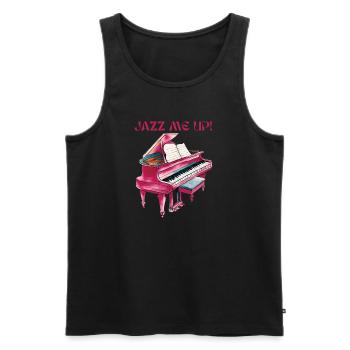 Jazz piano with colorful musical notes - Men's Premium Organic Tank Top - black - Front - Michal (187cm)