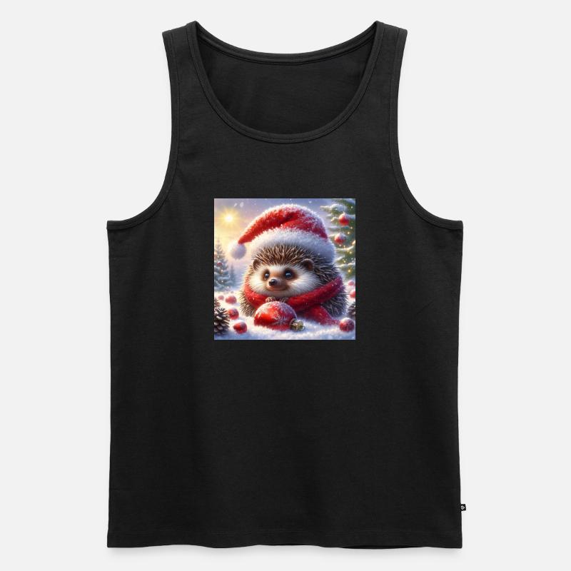 Weihnachts-Igel - Männer Premium Bio Tank Top - Schwarz