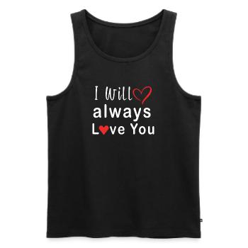 Je t’aimerai toujours Heart Design - Débardeur bio Premium Homme - noir - Devant - Michal (187cm)