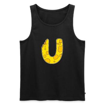 Buchstabe U - Anfangsbuchstabe U - Käse Motiv - Männer Premium Bio Tank Top - Schwarz - Vorne - AI Model Male 178 light (178cm)