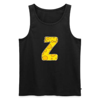 Lettre Z - Lettre initiale Z - Motif fromage - Débardeur bio Premium Homme - noir - Devant - AI Model Male 178 light (178cm)
