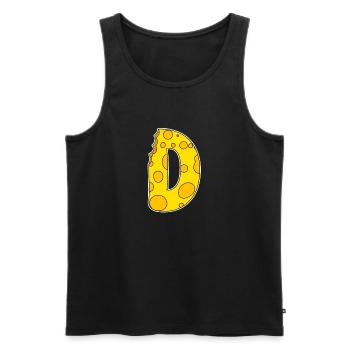 Letter D - Initial Letter D - Cheese Motif - Men's Premium Organic Tank Top - black - Front - AI Model Male 178 light (178cm)
