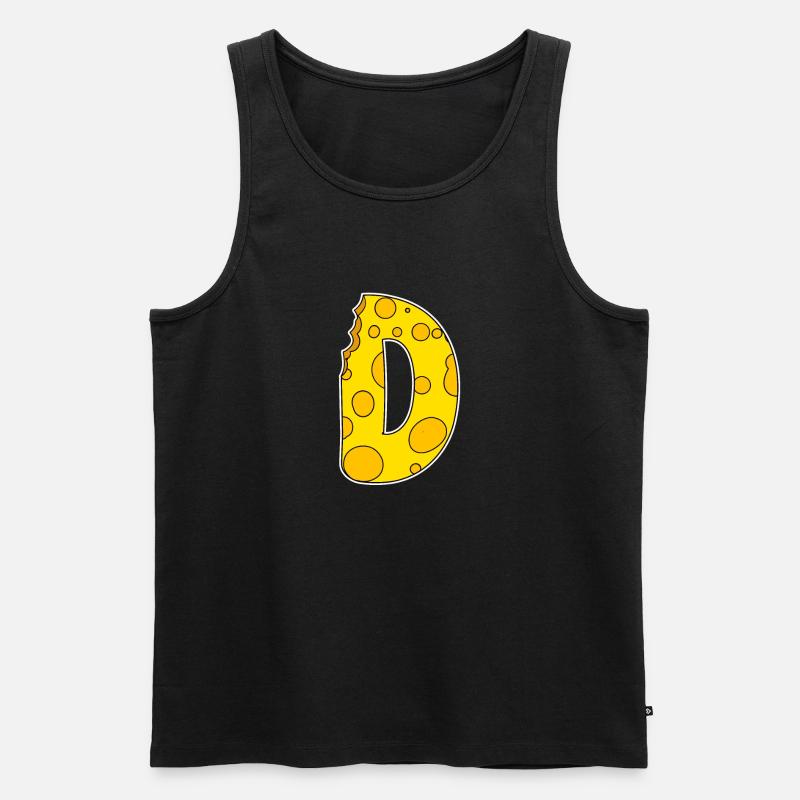 Buchstabe D - Anfangsbuchstabe D - Käse Motiv - Männer Premium Bio Tank Top - Schwarz