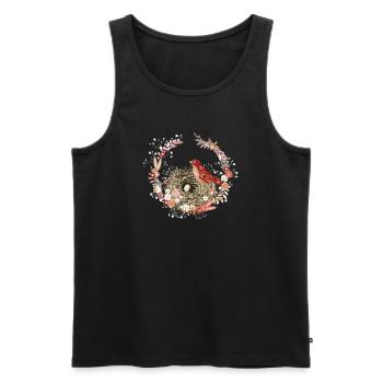 Dried Flower Wreath with Bird's Nest and Bird Motif - Men's Premium Organic Tank Top - black - Front - AI Model Male 178 light (178cm)