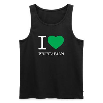 I LOVE VEGETARIAN - Männer Premium Bio Tank Top - Schwarz - Vorne - AI Model Male 178 light (178cm)