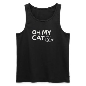 Blague humoristique sur le chat avec un style écrit à la main - Débardeur bio Premium Homme - noir - Devant - AI Model Male 178 light (178cm)