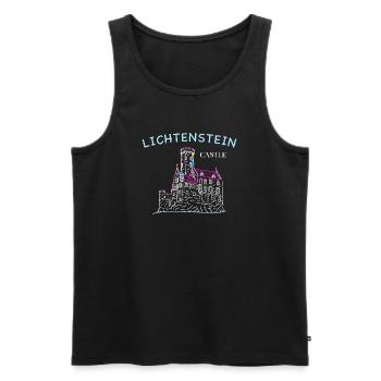 Château de Lichtenstein, Allemagne, dessin à la main - Débardeur bio Premium Homme - noir - Devant - AI Model Male 178 light (178cm)