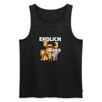 3 Kindergeburtstag Löwe Elefant Giraffe 3 Jahre - Männer Premium Bio Tank Top - Schwarz - Vorne - Michal (187cm)