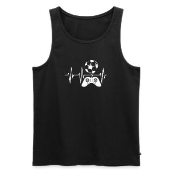 Fußball gamer gaming Puls Herzschlag Ball Symbol - Männer Premium Bio Tank Top - Schwarz - Vorne - Michal (187cm)