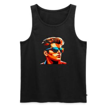 Rocking Rebell Style of the 80s - Männer Premium Bio Tank Top - Schwarz - Vorne - AI Model Male 178 light (178cm)