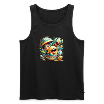 Easter graphic design in Mixed Dimensions style - Men's Premium Organic Tank Top - black - Front - AI Model Male 178 light (178cm)