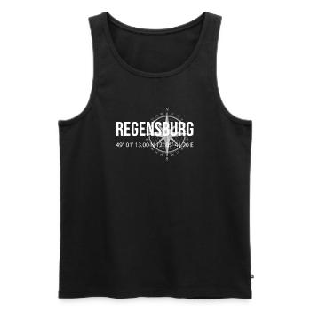 Koordinaten Regensburg - Männer Premium Bio Tank Top - Schwarz - Vorne - Michal (187cm)