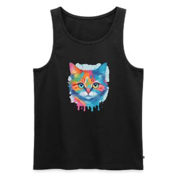 Cute Cat - Men's Premium Organic Tank Top - black - Front - AI Model Male 178 light (178cm)