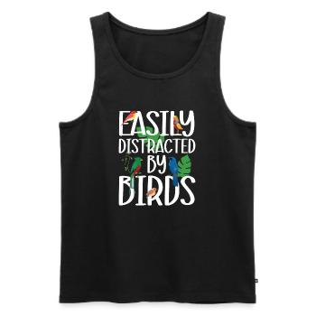 Easily Distracted by Birds - Men's Premium Organic Tank Top - black - Front - AI Model Male 178 light (178cm)