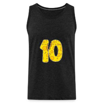 10 Years of Funny Cheese - Men's Premium Organic Tank Top - charcoal grey - Front - Alexander (188cm)