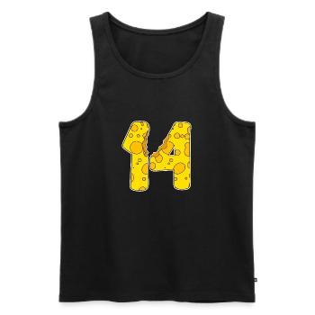 14 Years of Funny Cheese - Men's Premium Organic Tank Top - black - Front - Michal (187cm)