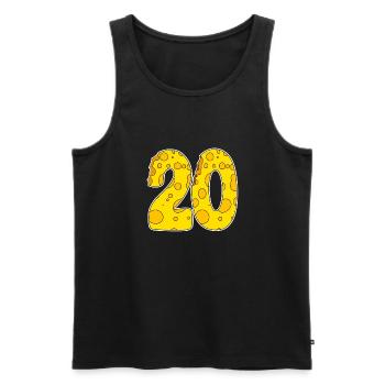 20 Years of Lustig Cheese - Men's Premium Organic Tank Top - black - Front - AI Model Male 178 light (178cm)