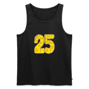 25 ans de Lustig Käse - Débardeur bio Premium Homme - noir - Devant - AI Model Male 178 light (178cm)