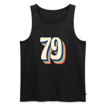 Vintage Retro T-Shirt Nummer 79 Seventy Nine - Männer Premium Bio Tank Top - Schwarz - Vorne - Michal (187cm)