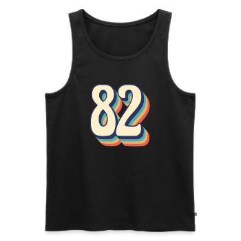 Vintage Retro T-Shirt Nummer 82 Zweiundachtzig - Männer Premium Bio Tank Top - Schwarz - Vorne - AI Model Male 178 light (178cm)