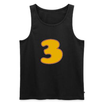 3 - Three - Men's Premium Organic Tank Top - black - Front - AI Model Male 178 light (178cm)