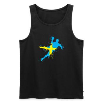 Handball Team Sweden Throw Explosion EC Logo icon - Men's Premium Organic Tank Top - black - Front - AI Model Male 178 light (178cm)