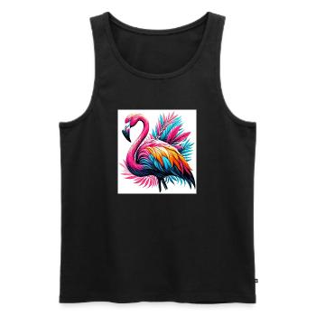 Rosa Flamingo - Männer Premium Bio Tank Top - Schwarz - Vorne - AI Model Male 178 light (178cm)