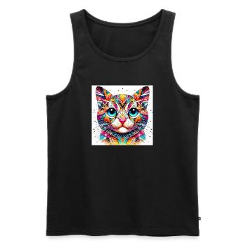 Cat - Men's Premium Organic Tank Top - black - Front - Michal (187cm)