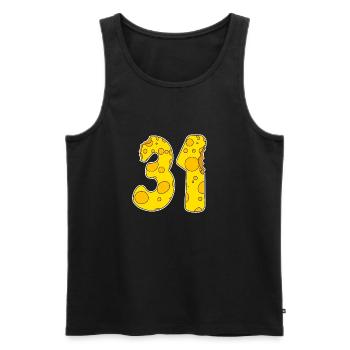 31 ans Lustig Käse - Débardeur bio Premium Homme - noir - Devant - AI Model Male 178 light (178cm)