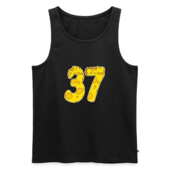 37 ans Lustig Käse - Débardeur bio Premium Homme - noir - Devant - AI Model Male 178 light (178cm)