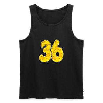 36 ans Lustig Käse - Débardeur bio Premium Homme - noir - Devant - AI Model Male 178 light (178cm)