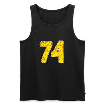 74 ans de Lustig Käse - Débardeur bio Premium Homme - noir - Devant - AI Model Male 178 light (178cm)