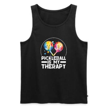 Le pickleball est ma thérapie - Débardeur bio Premium Homme - noir - Devant - Michal (187cm)