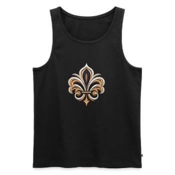 Broderie Élégante Fleur-de-Lys - Débardeur bio Premium Homme - noir - Devant - AI Model Male 178 light (178cm)